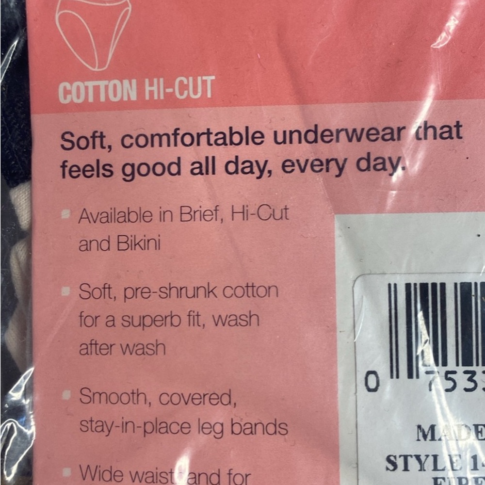 Hanes Cotton Hi-Cut Underwear - Black and Pink - Picture 2 of 3